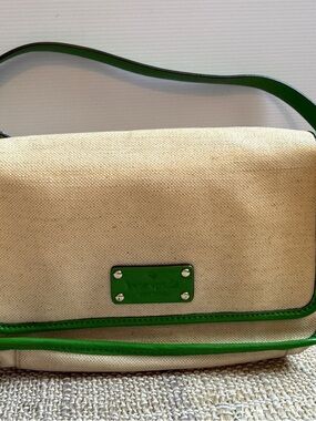 kate spade Coated Canvas Shoulder Bag with Green Trim with floral lining